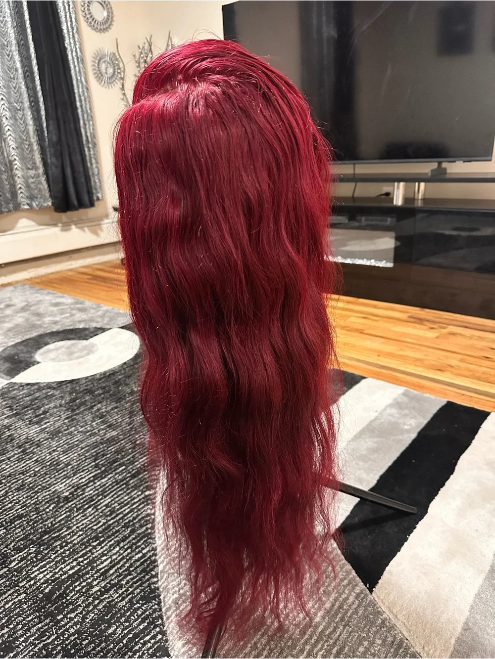 30 inch body wave 13x4 lace front 100% human Deep Burgundy Wig - Vibrant Red